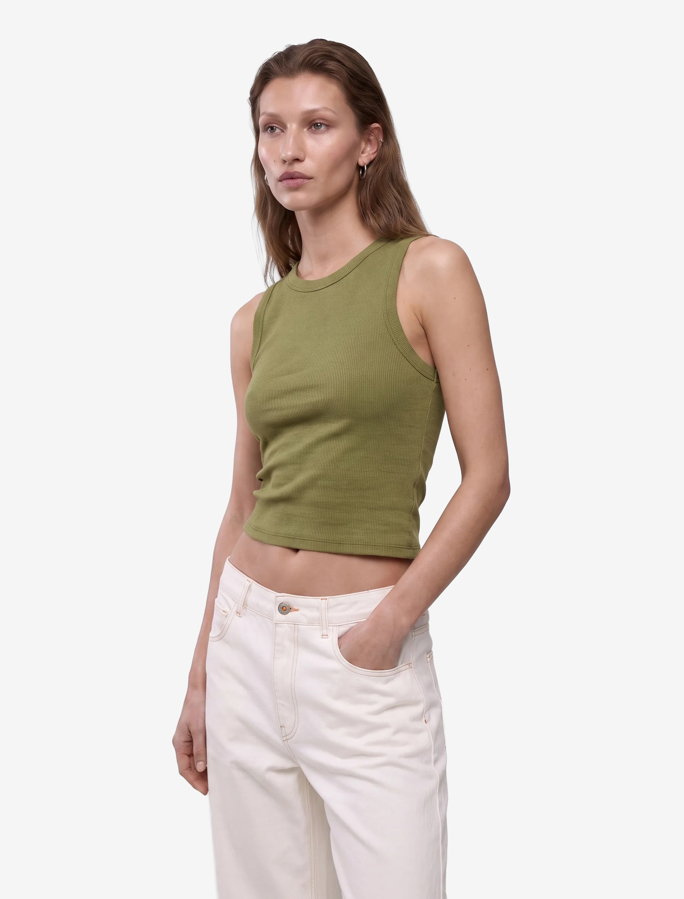   Pamuklu Kaşkorse Slim Fit Kolsuz Bisiklet Yaka Fitilli Atlet