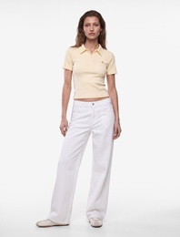 Pamuklu Slim Fit Düğmeli Kalp İşleme Detaylı Polo Yaka Kısa Kollu Fitilli Tişört