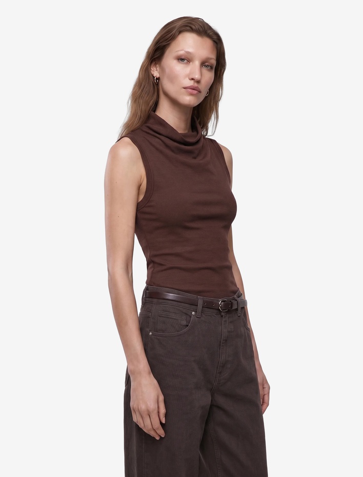  Modal Kumaş Slim Fit Kolsuz Dik Yaka Body