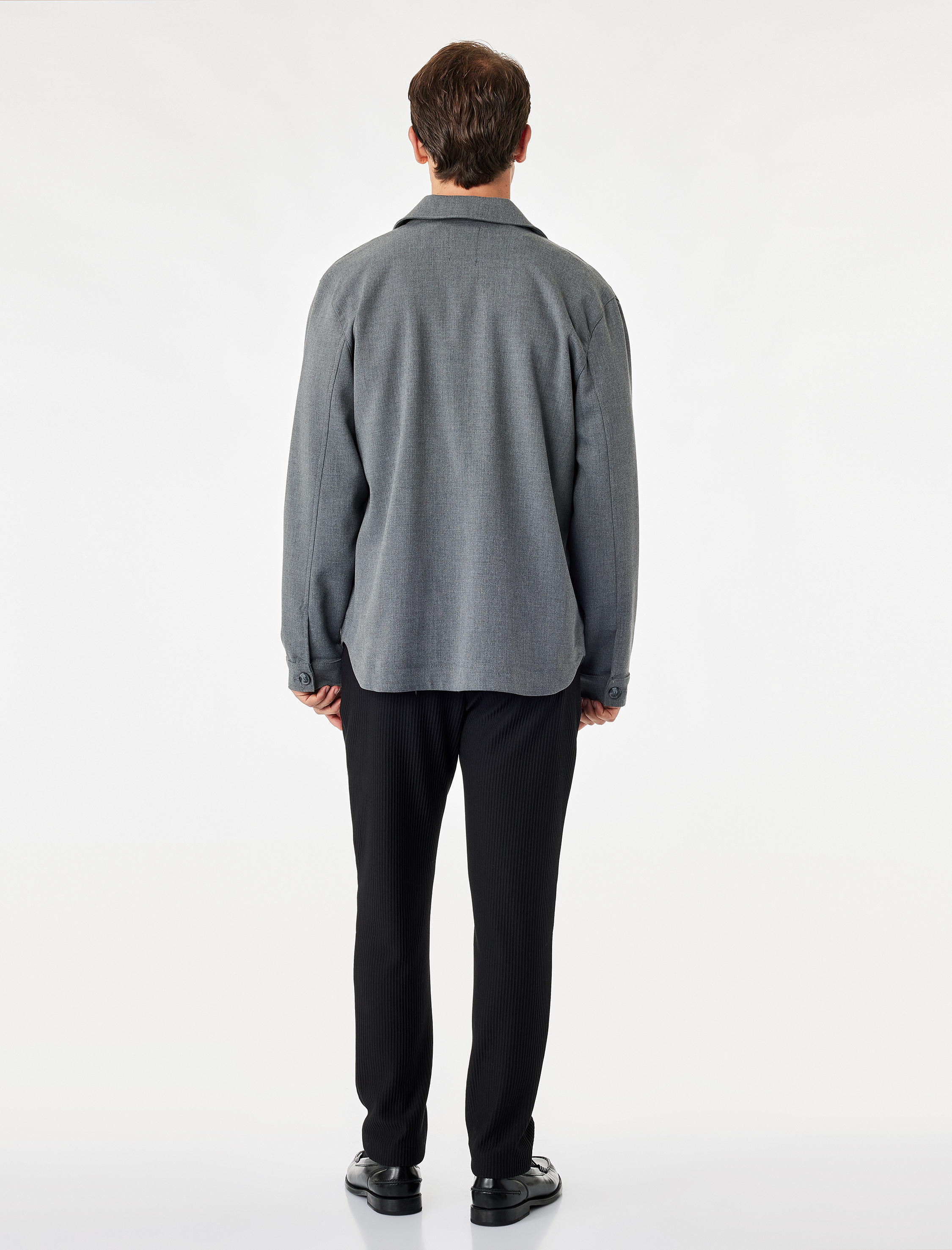   Pileli Dokulu Cepli Slim Fit Pantolon