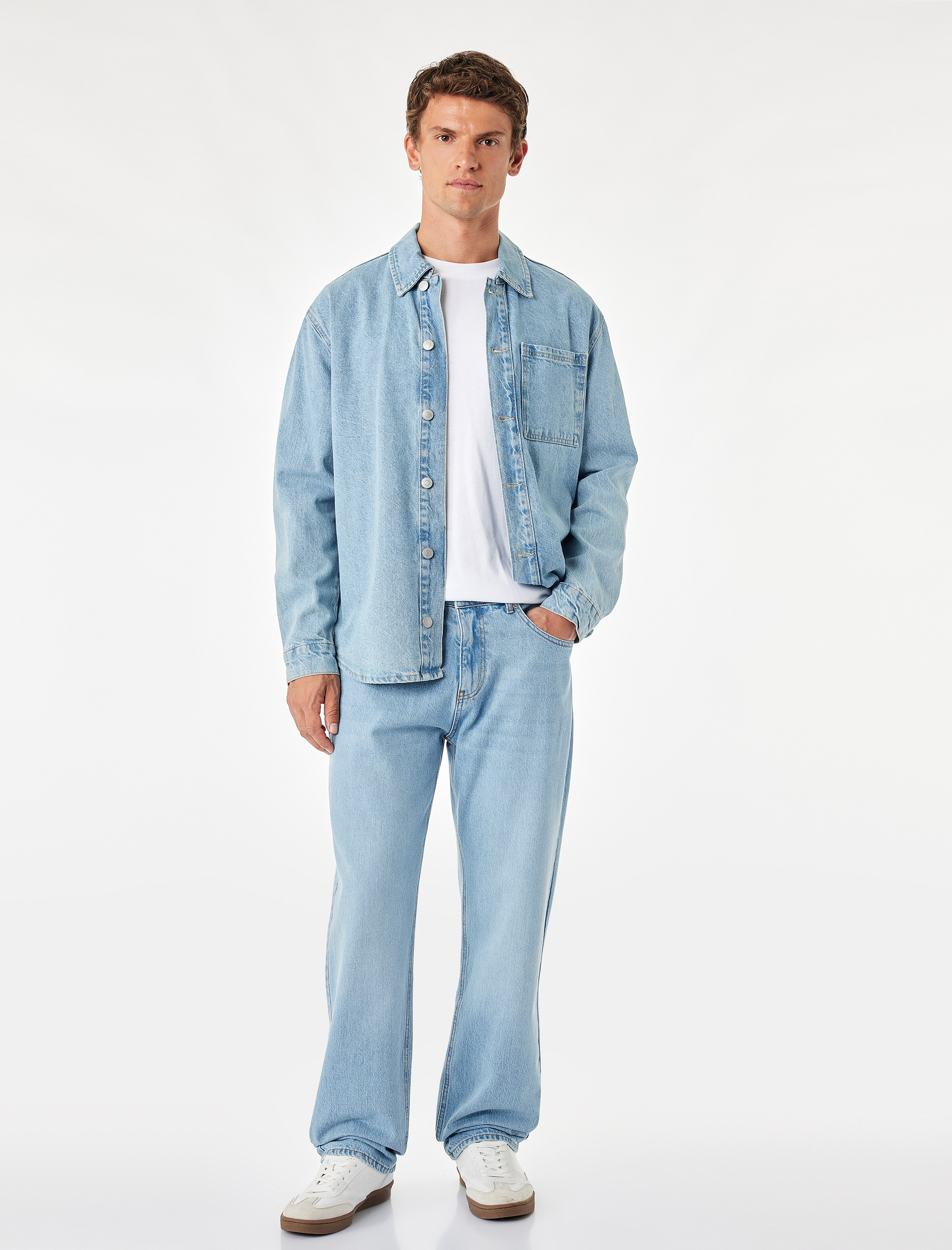   Düğmeli Cepli Vintage Straight Fit Jean Pantolon