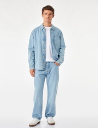 Düğmeli Cepli Vintage Straight Fit Jean Pantolon
