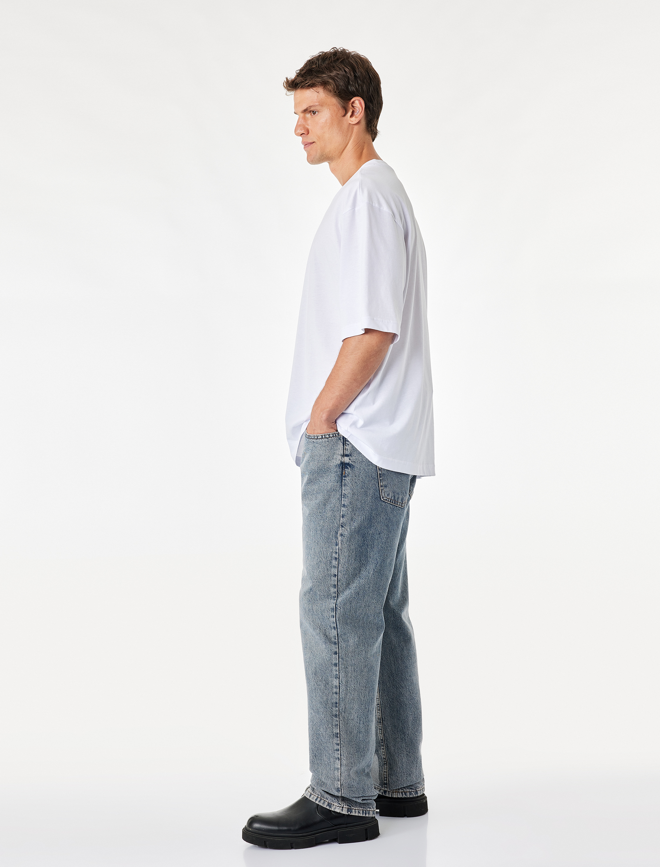   Pamuklu Vintage Straight Fit Jean Pantolon