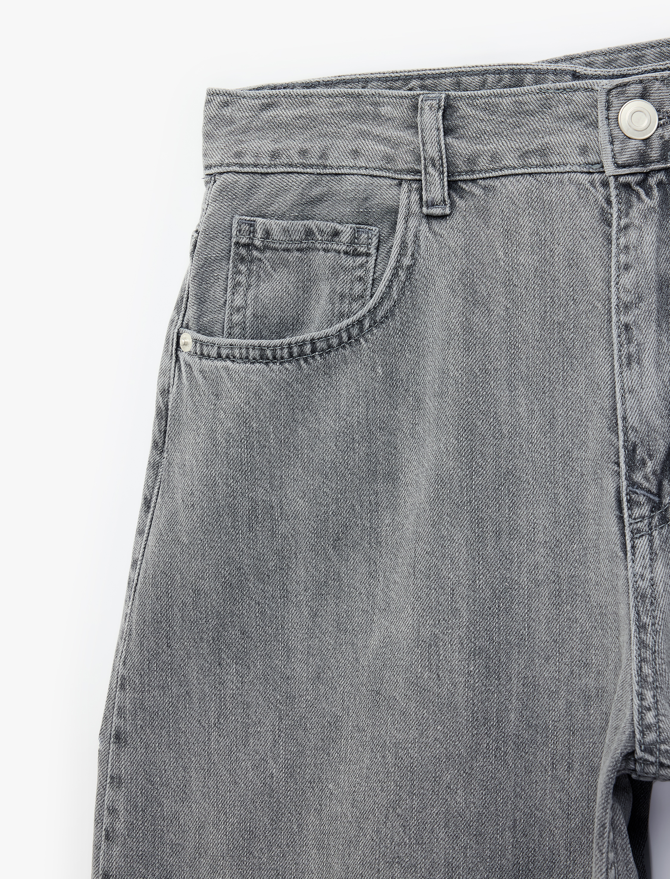   Düğmeli Cepli Yıkamalı Rahat Kalıp Lastikli Kısa Paça Denim Harem Pantolon