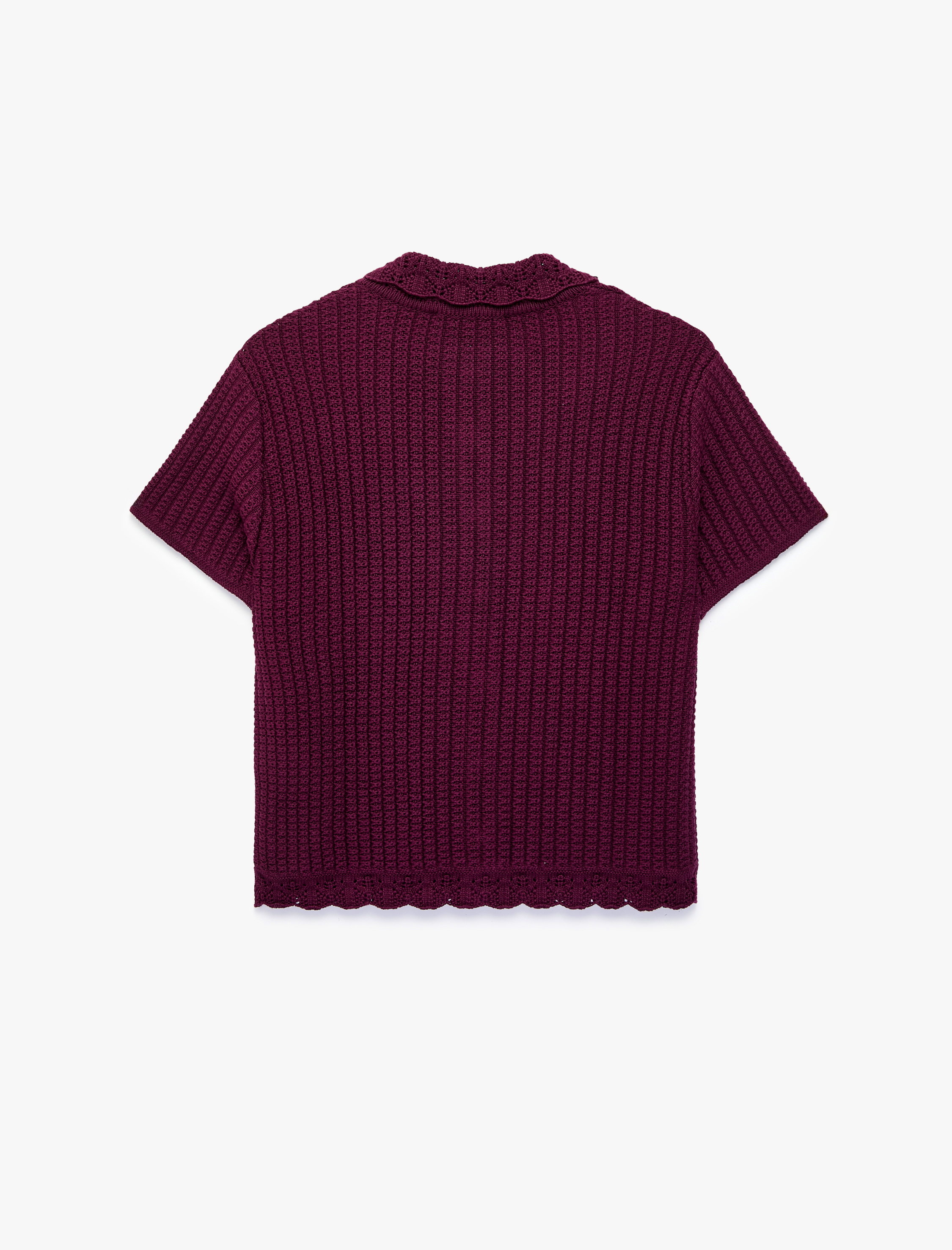   Regular Fit Kısa Kollu Polo Yaka Düğmeli Motifli Triko Hırka