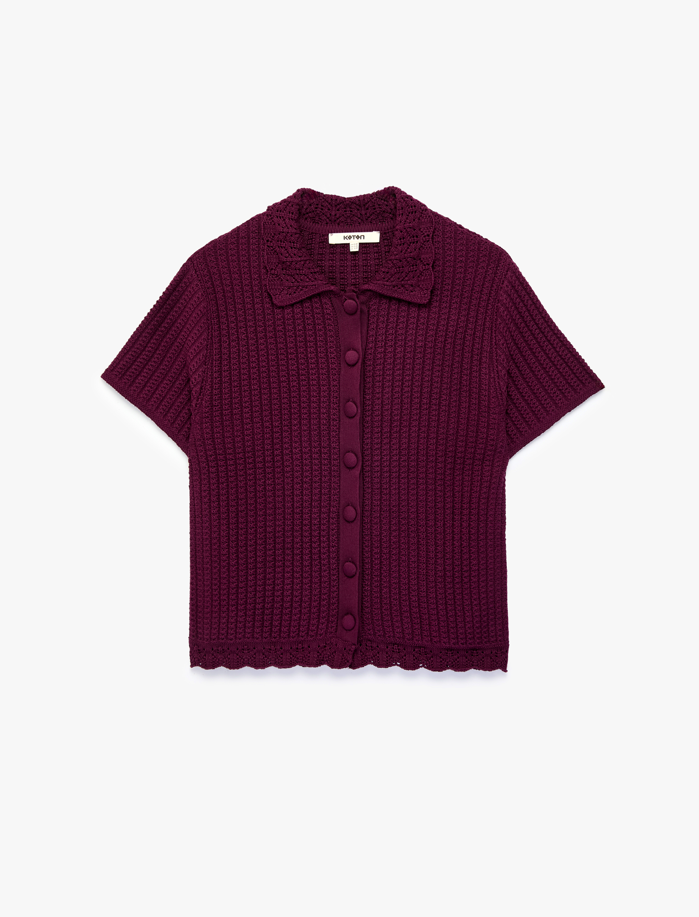   Regular Fit Kısa Kollu Polo Yaka Düğmeli Motifli Triko Hırka