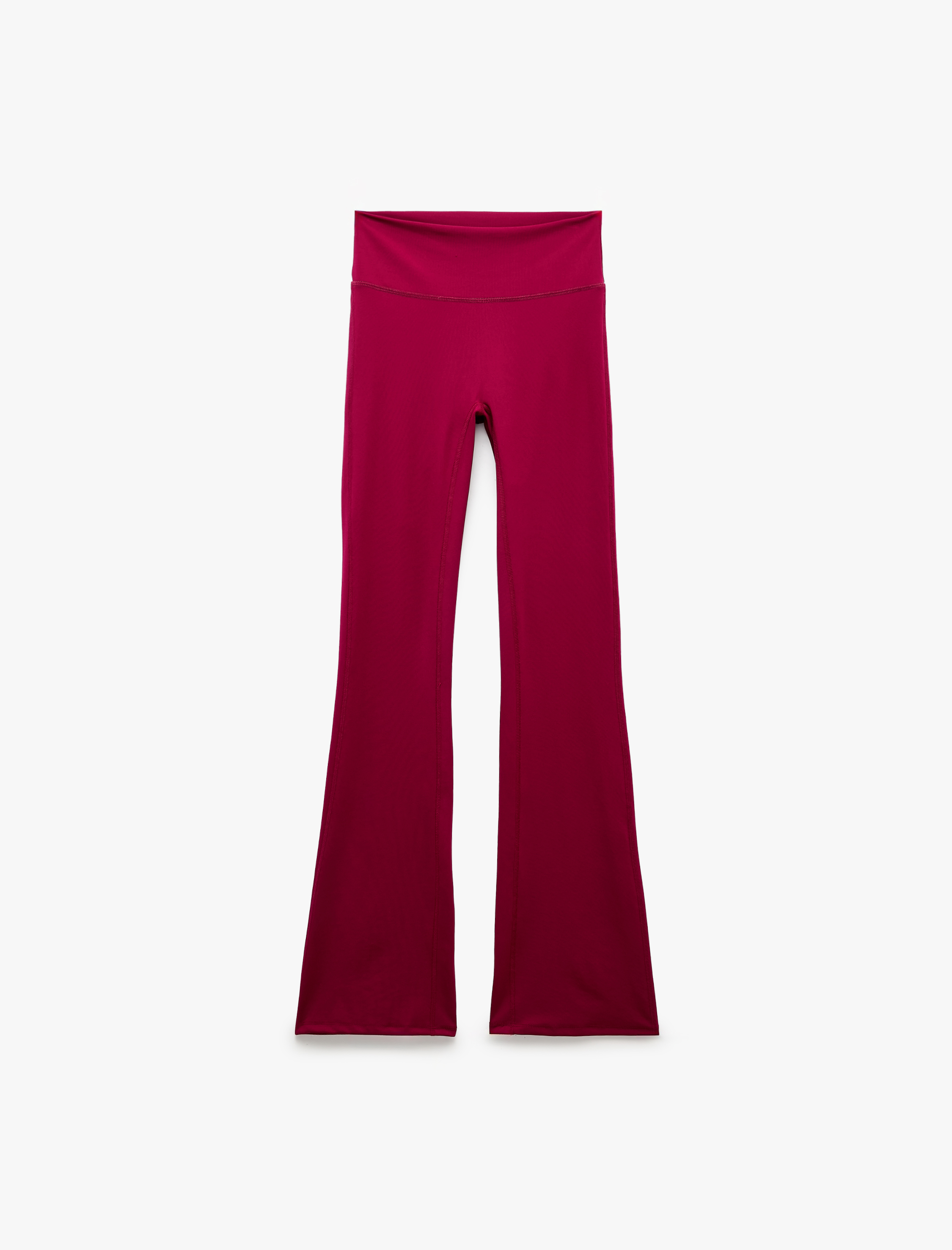   Yüksek Bel Slim Fit Dikiş Detaylı Spor İspanyol Paça Tayt