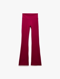 Yüksek Bel Slim Fit Dikiş Detaylı Spor İspanyol Paça Tayt