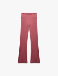 Yüksek Bel Slim Fit Dikiş Detaylı Spor İspanyol Paça Tayt