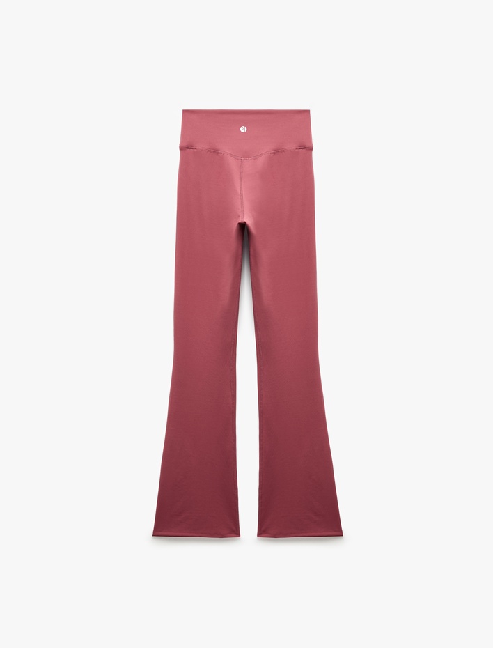 Yüksek Bel Slim Fit Dikiş Detaylı Spor İspanyol Paça Tayt