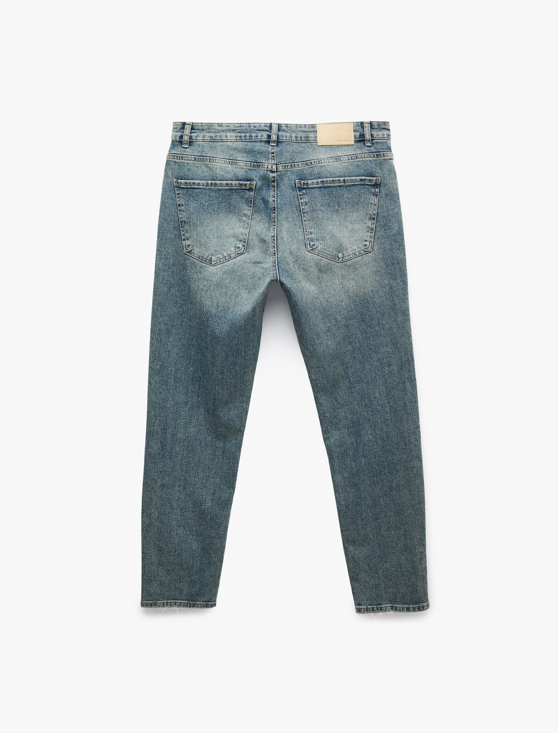   Pamuklu Normal Bel Cepli Düz Paça Denim Pantolon - Tapered Jeans