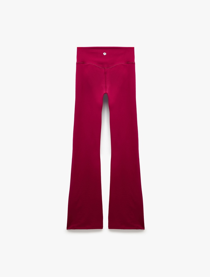 Yüksek Bel Slim Fit Dikiş Detaylı Spor İspanyol Paça Tayt