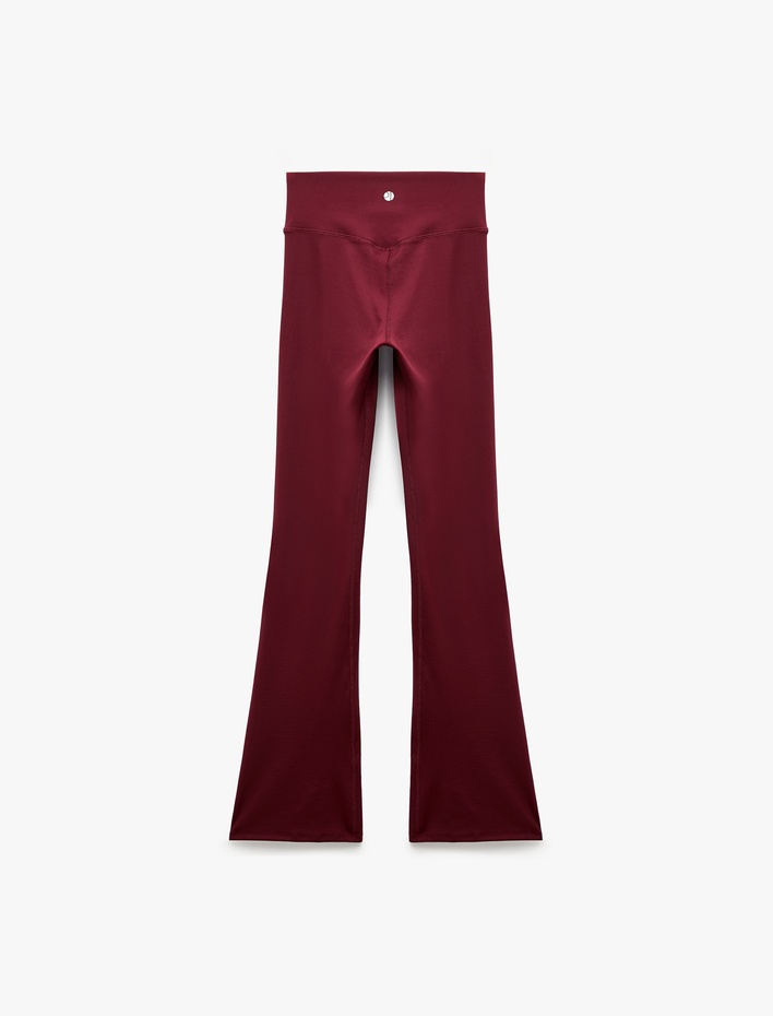  Yüksek Bel Slim Fit Dikiş Detaylı Spor İspanyol Paça Tayt