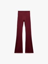 Yüksek Bel Slim Fit Dikiş Detaylı Spor İspanyol Paça Tayt