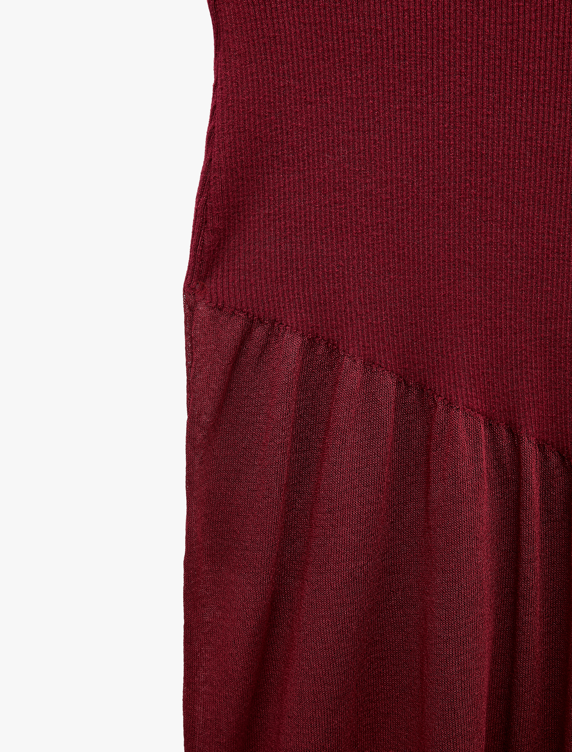   Slim Fit Tül Detaylı Viskon Kolsuz Bisiklet Yaka Uzun Triko Elbise
