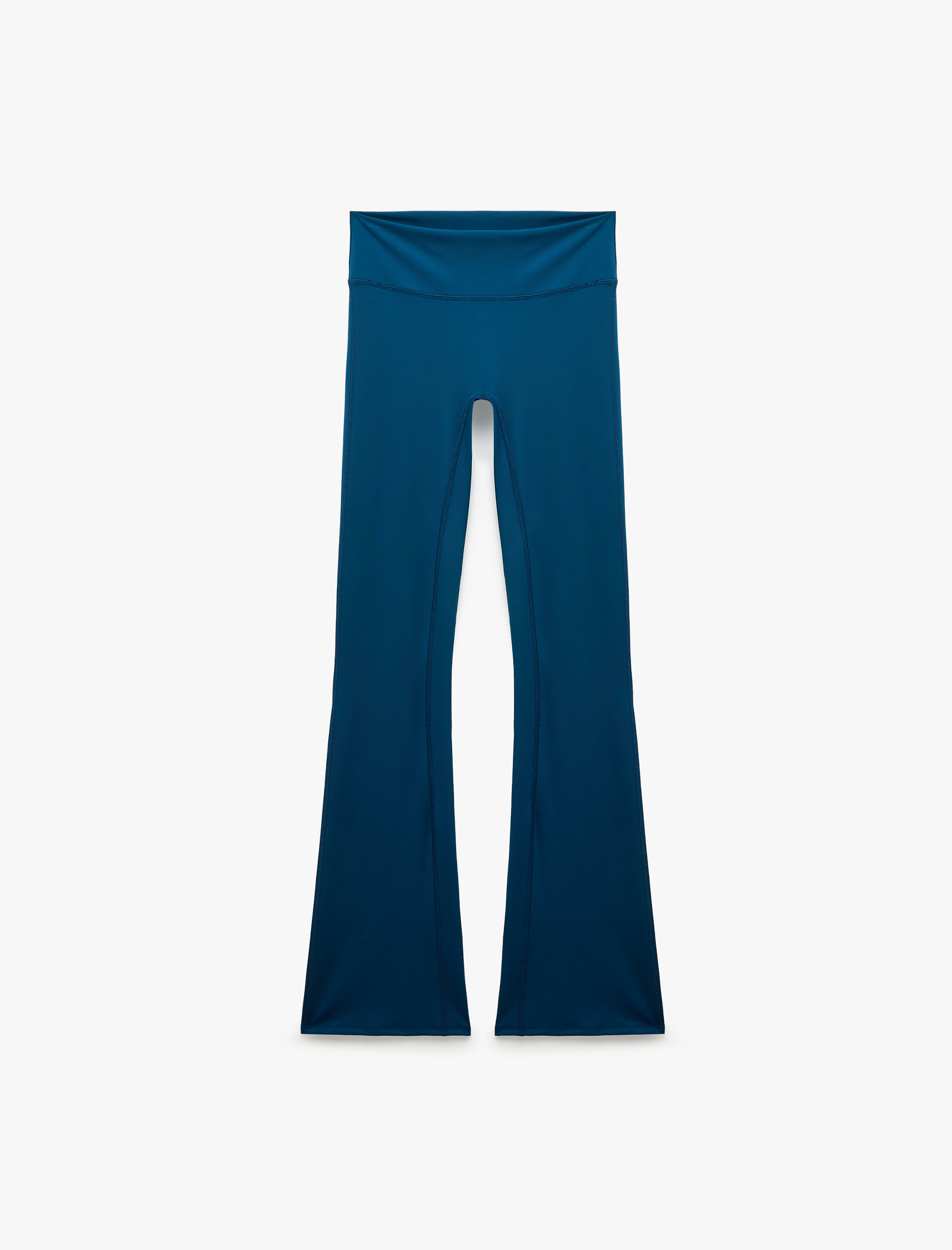   Yüksek Bel Slim Fit Dikiş Detaylı Spor İspanyol Paça Tayt