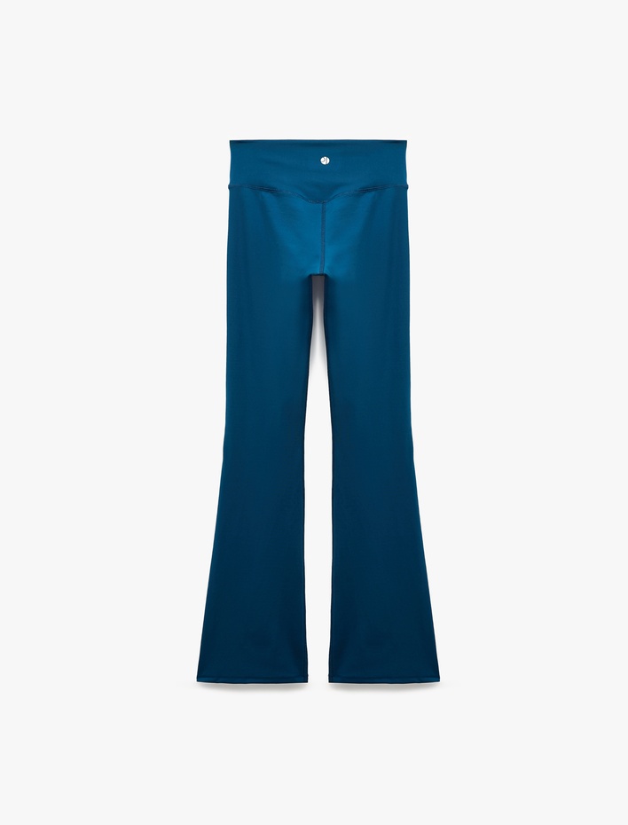  Yüksek Bel Slim Fit Dikiş Detaylı Spor İspanyol Paça Tayt