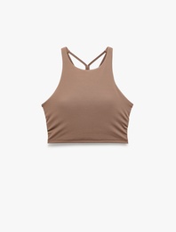 Slim Fit İp Askılı Kolsuz Sırt Detaylı Kaplı Sporcu Sütyeni