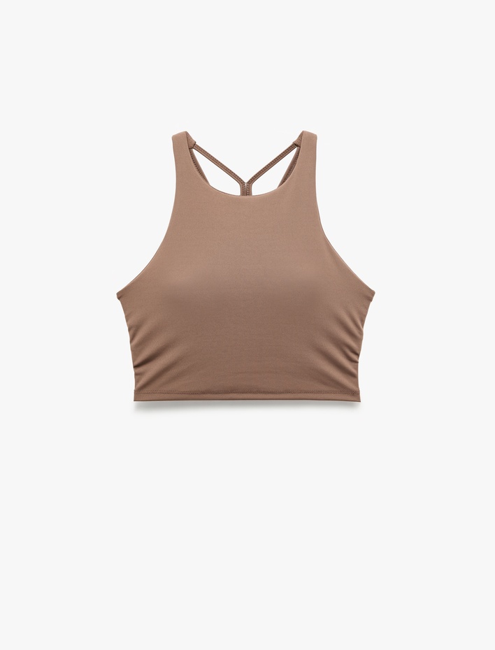  Slim Fit İp Askılı Kolsuz Sırt Detaylı Kaplı Sporcu Sütyeni