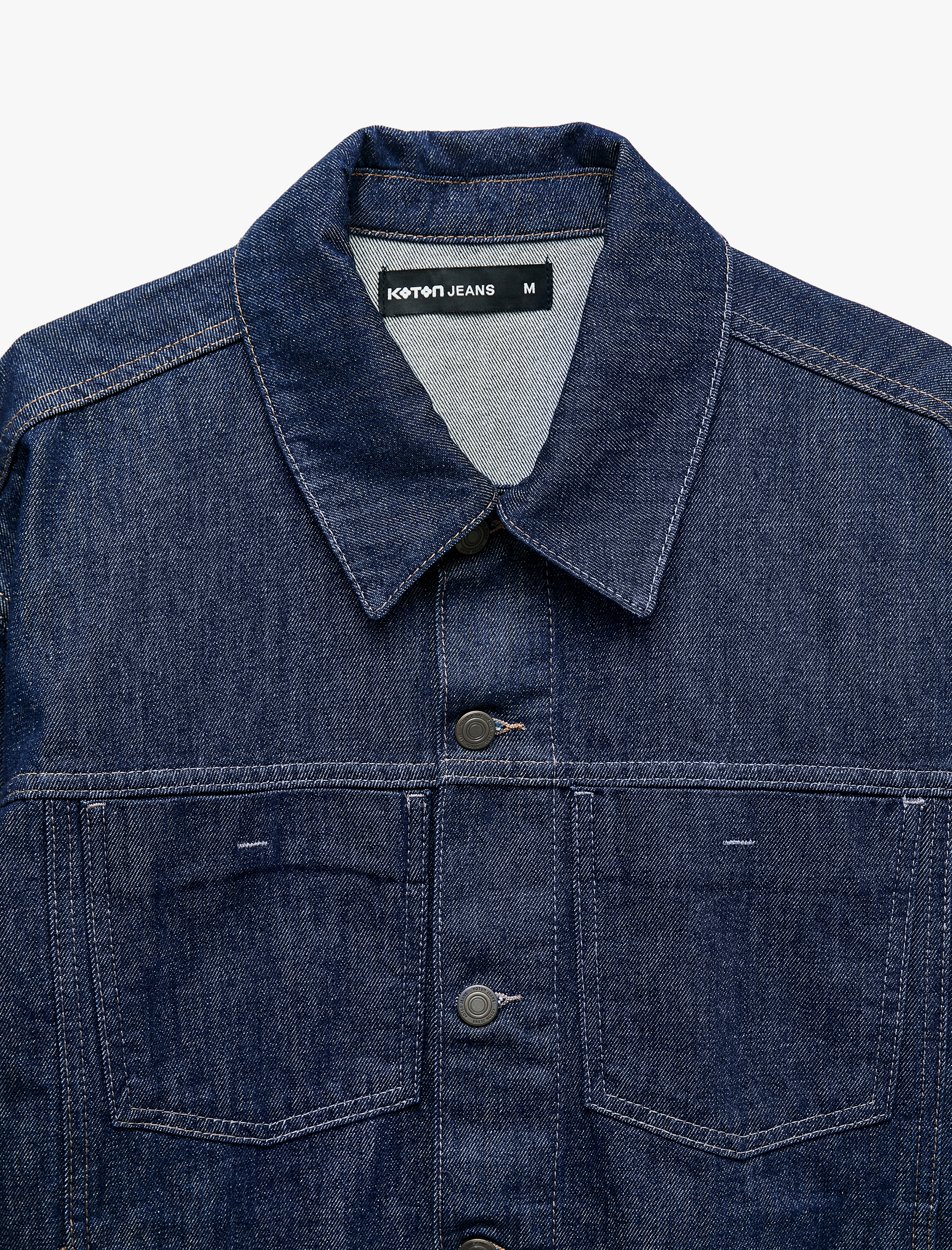   Rahat Kalıp Pamuklu Uzun Kollu Klasik Yaka Çift Cepli Düğmeli Denim Ceket