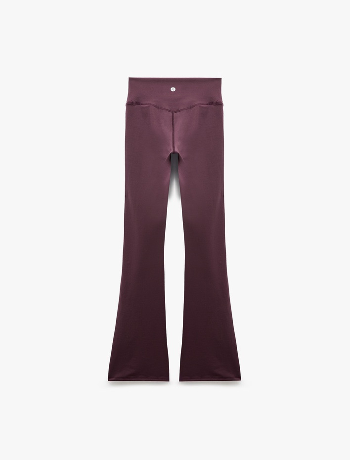  Yüksek Bel Slim Fit Dikiş Detaylı Spor İspanyol Paça Tayt