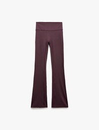 Yüksek Bel Slim Fit Dikiş Detaylı Spor İspanyol Paça Tayt