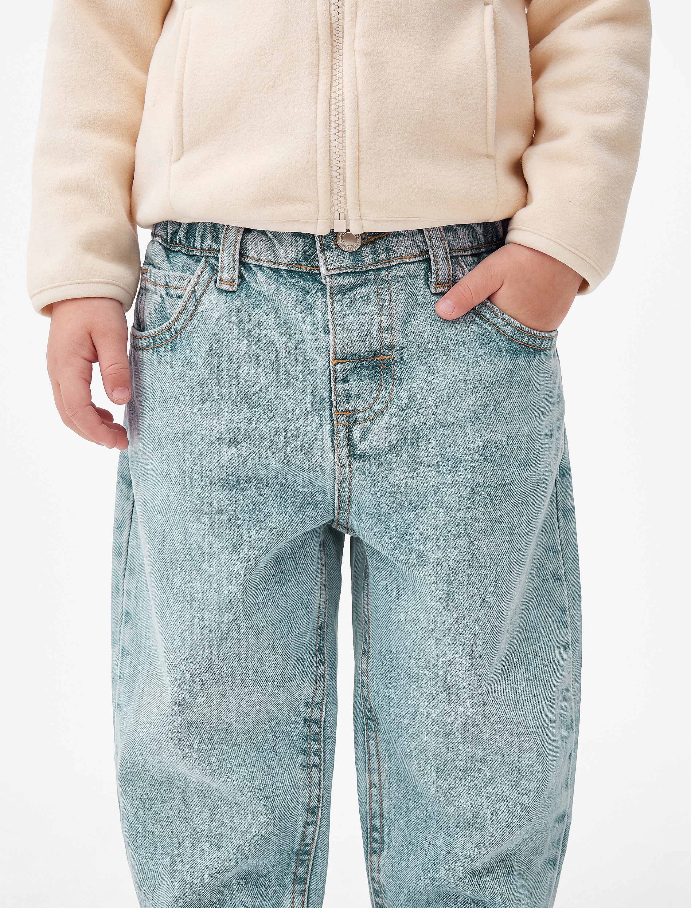  Erkek Bebek Cep Detaylı Pamuklu Denim Pantolon