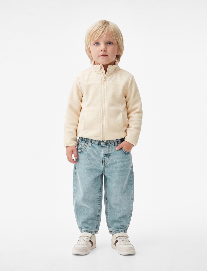 Erkek Bebek Cep Detaylı Pamuklu Denim Pantolon