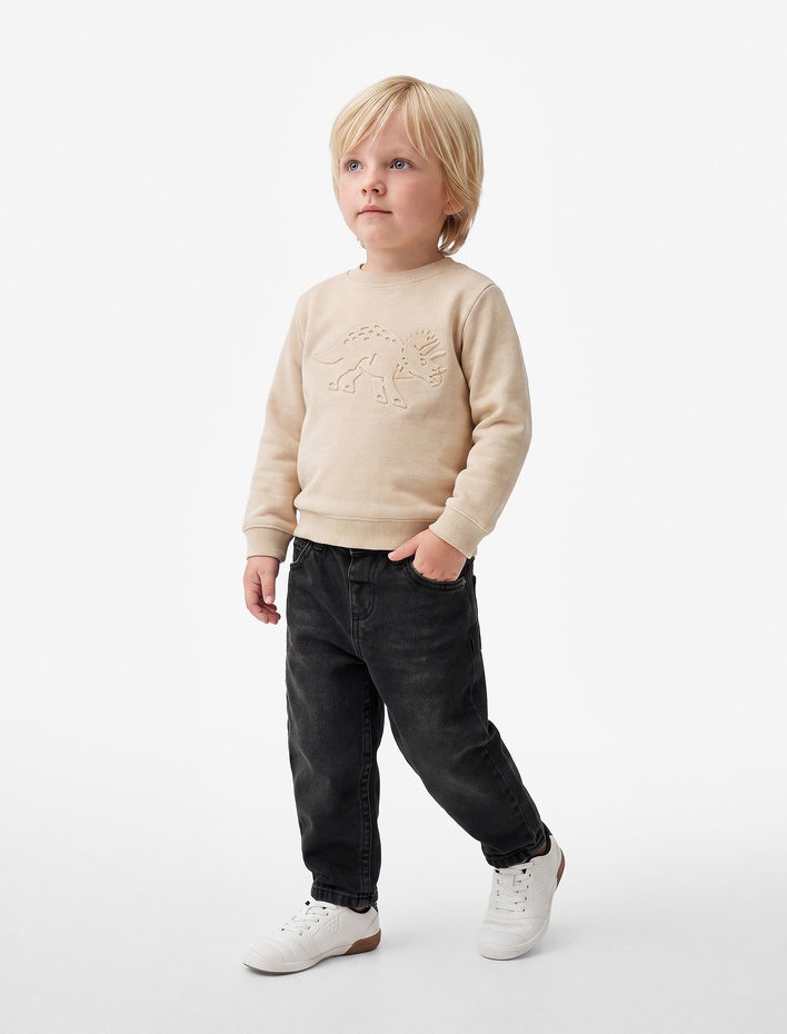 Erkek Bebek Cep Detaylı Pamuklu Denim Pantolon