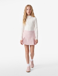 Dik Yaka Modal Karışımlı Uzun Kollu Slim Fit Tişört
