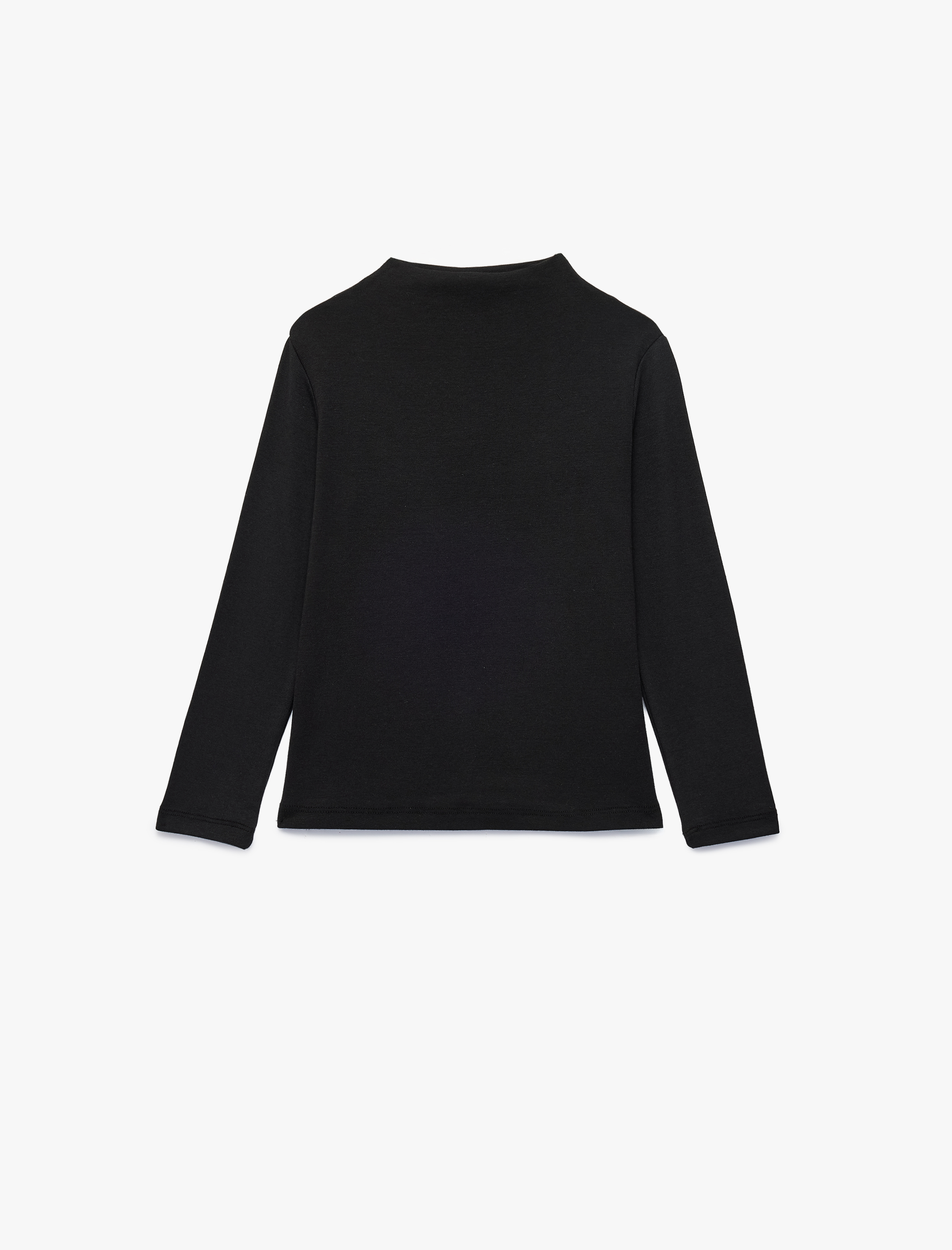  Kız Çocuk Dik Yaka Modal Karışımlı Uzun Kollu Slim Fit Tişört