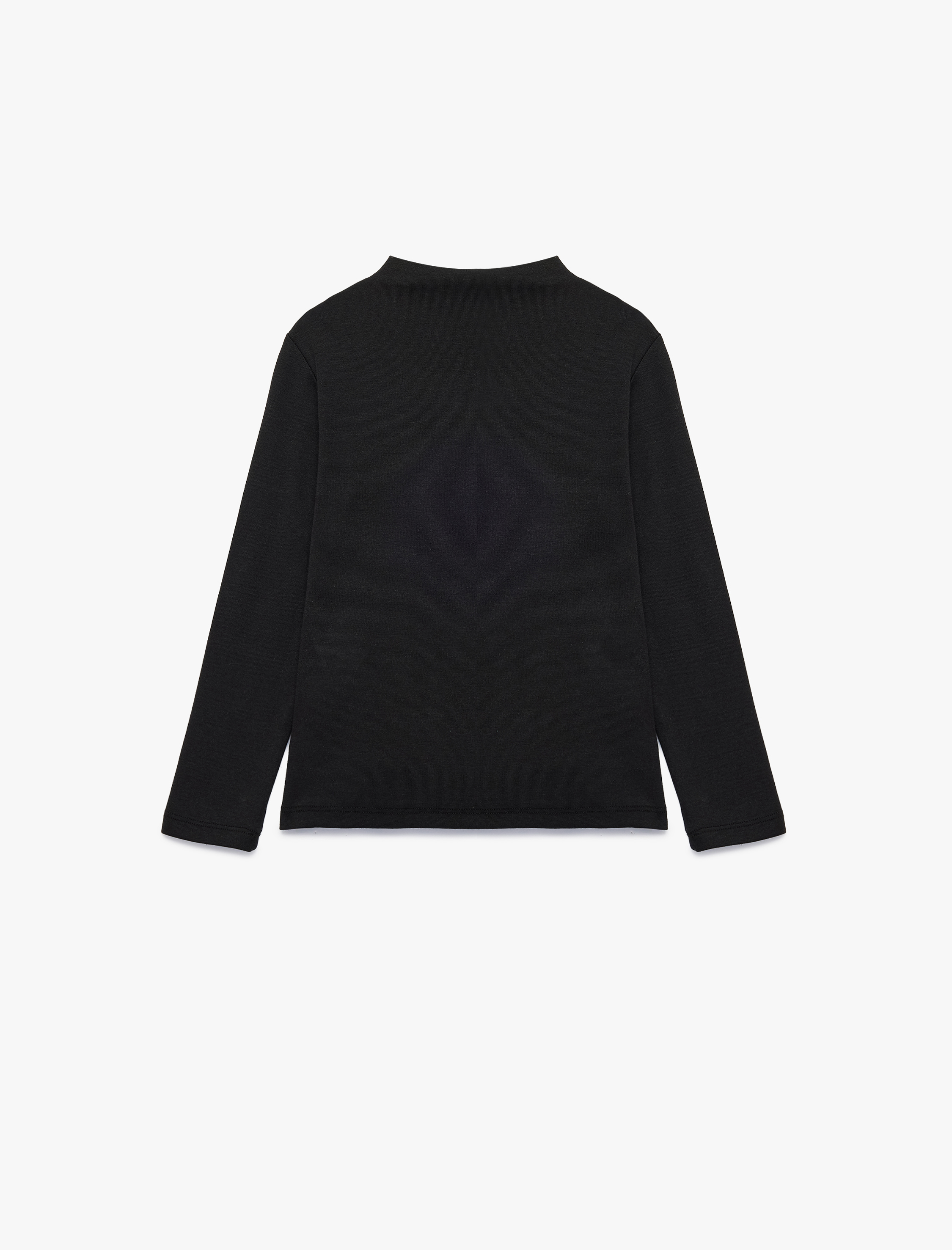  Kız Çocuk Dik Yaka Modal Karışımlı Uzun Kollu Slim Fit Tişört