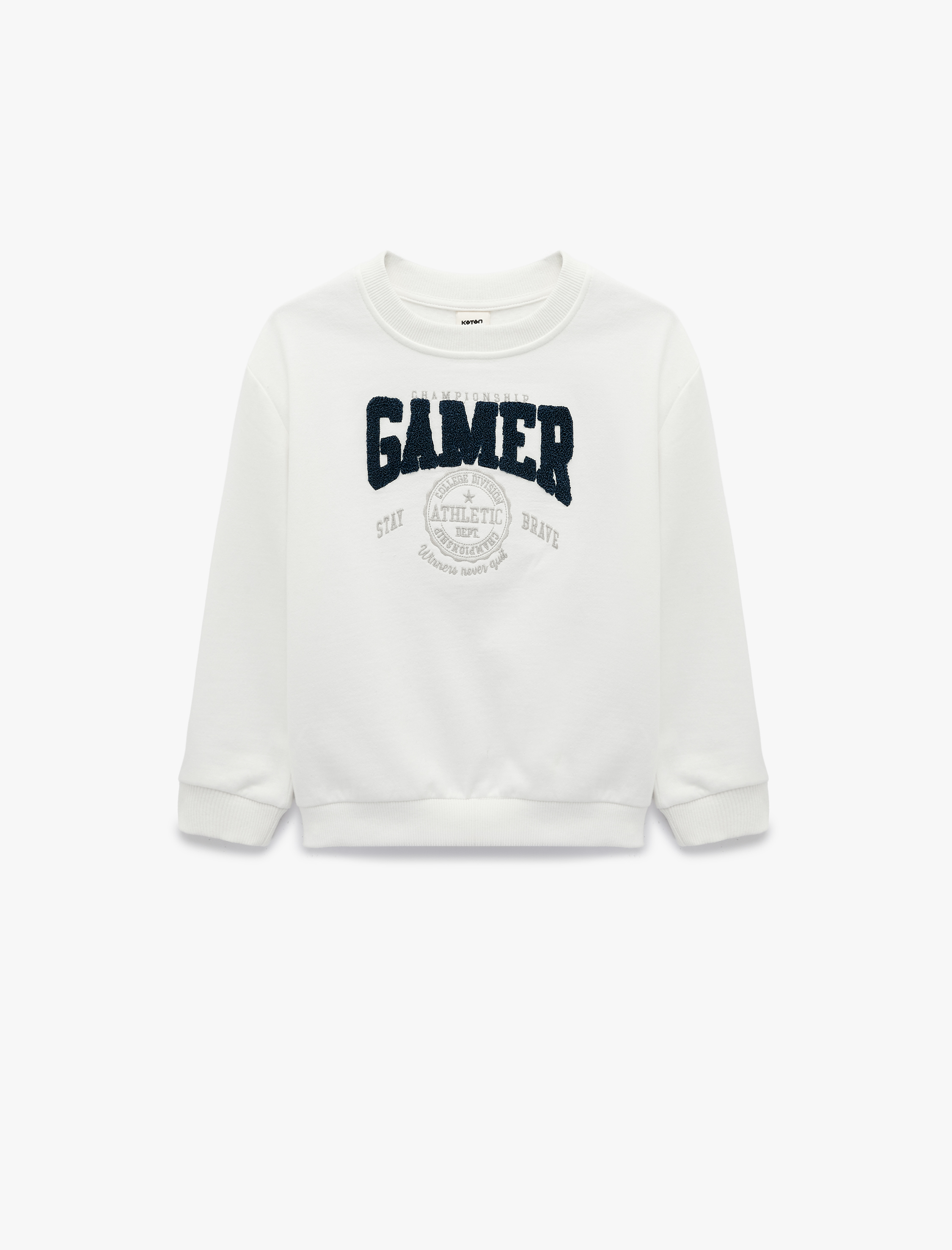  Erkek Bebek Şardonlu Uzun Kollu Bisiklet Yaka Nakışlı Sweatshirt