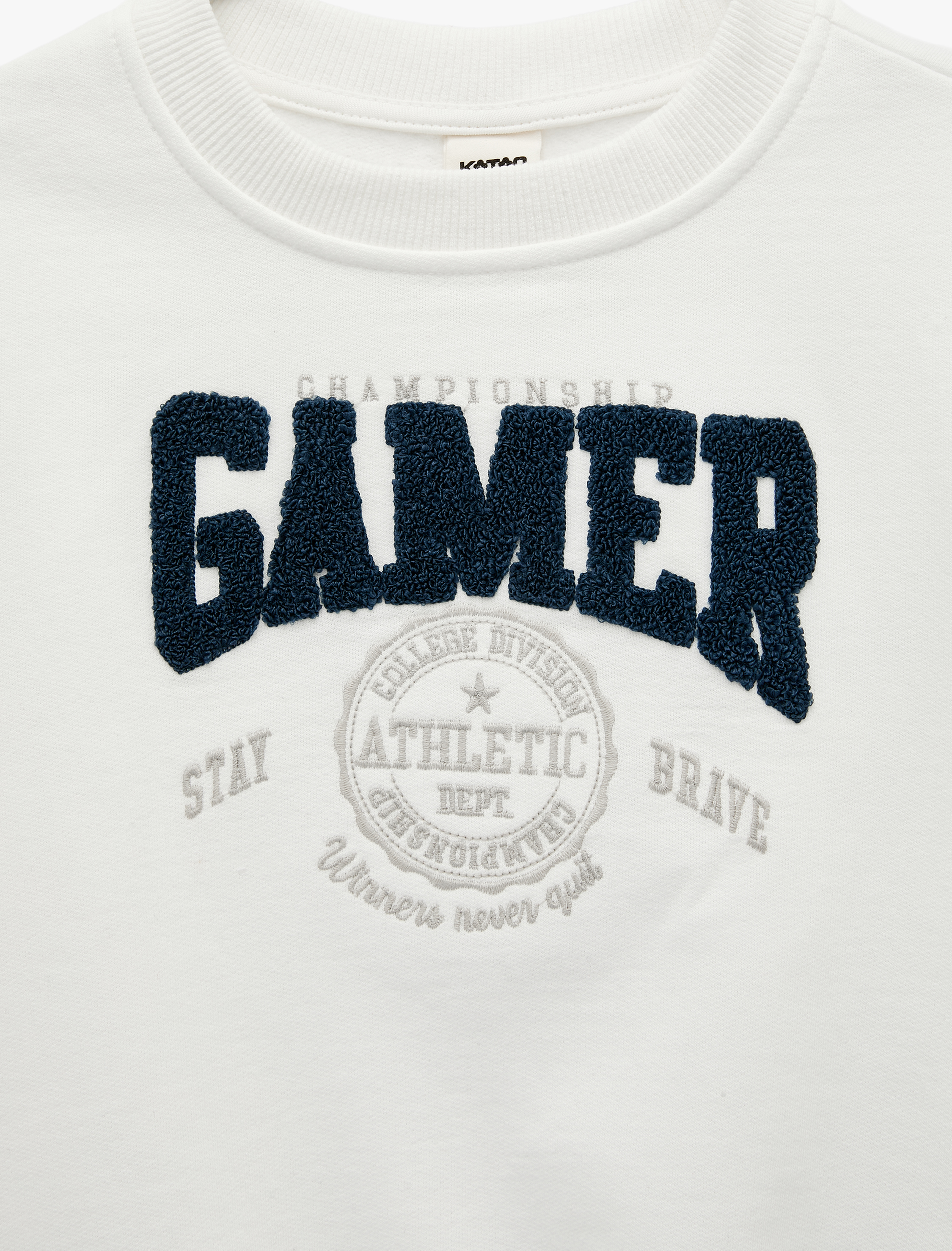  Erkek Bebek Şardonlu Uzun Kollu Bisiklet Yaka Nakışlı Sweatshirt