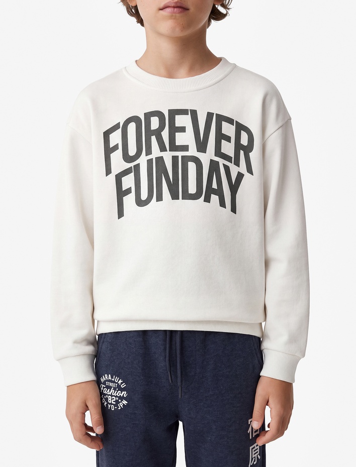Erkek Çocuk Baskılı Uzun Kollu Bisiklet Yaka Oversize Sweatshirt