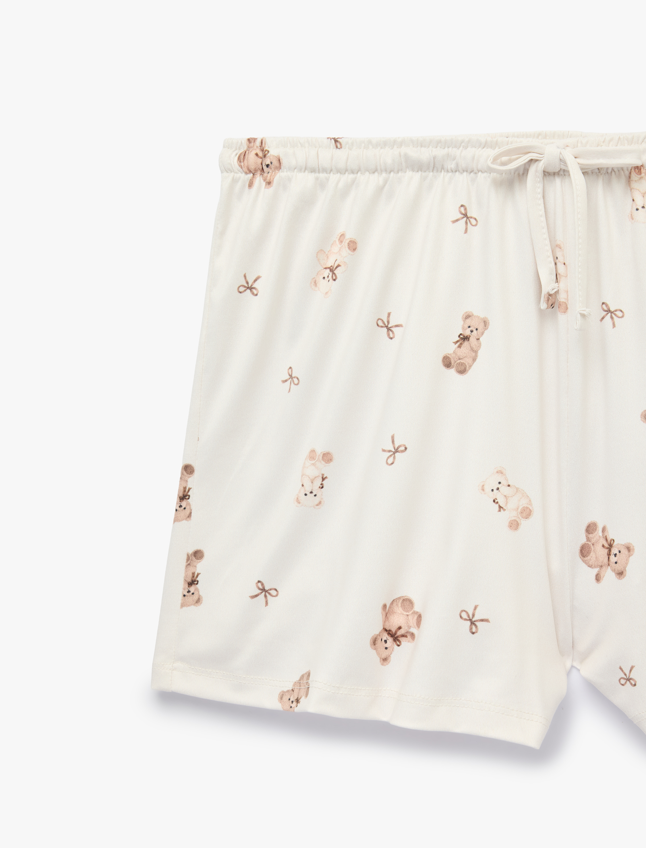   Dantel Detaylı Rahat Kesim Ayıcık Baskılı Şort Pijama Altı