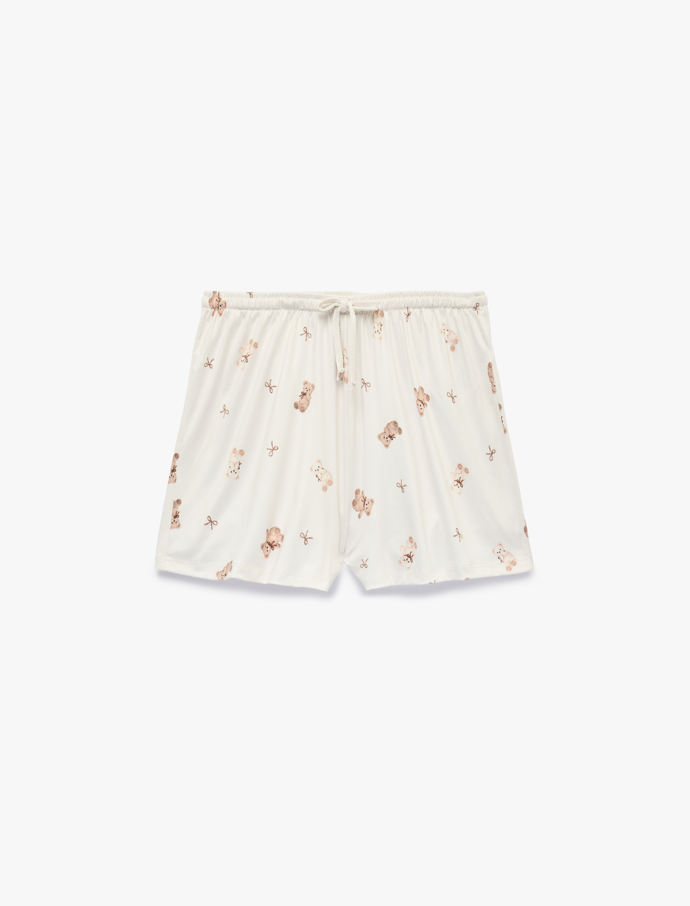   Dantel Detaylı Rahat Kesim Ayıcık Baskılı Şort Pijama Altı