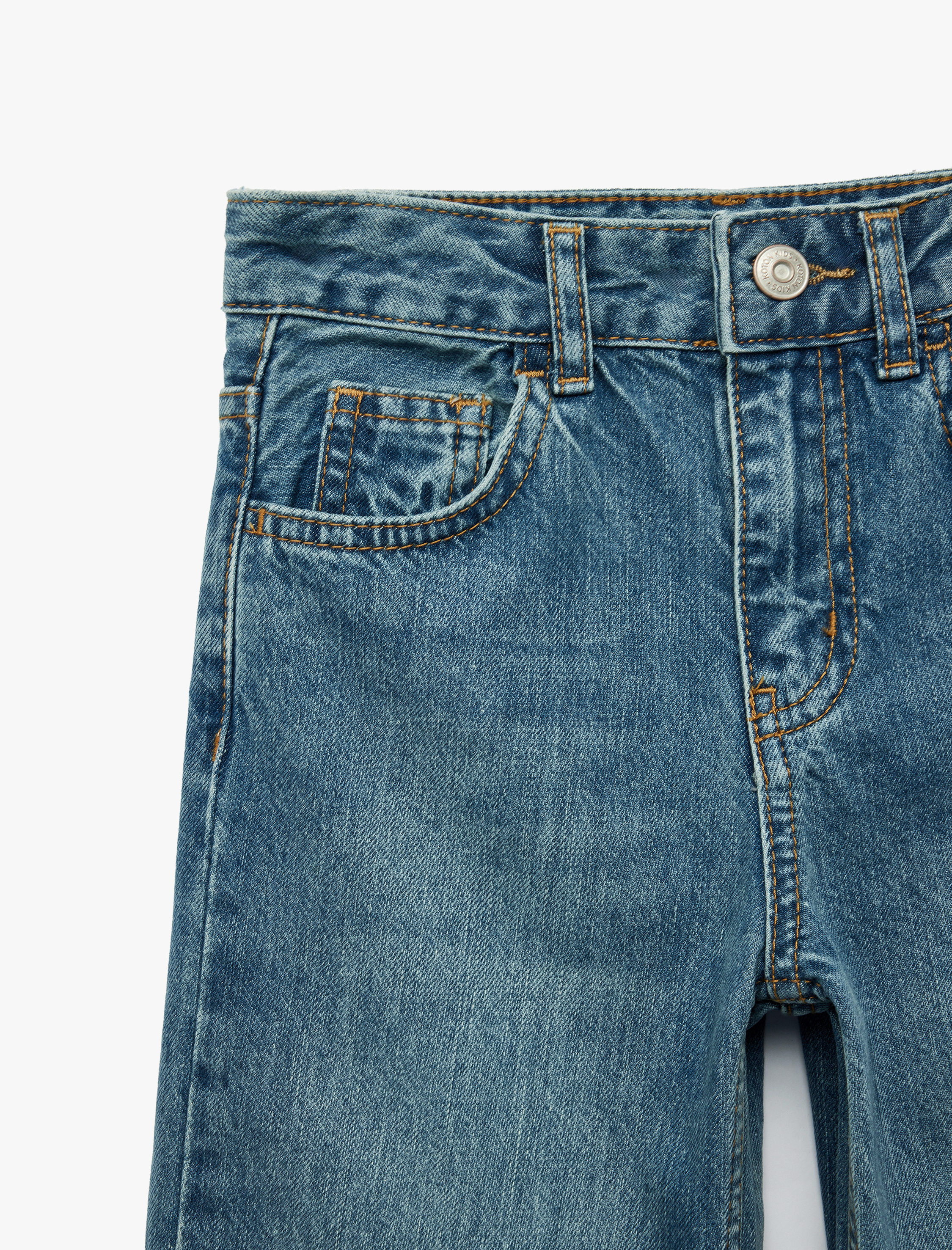  Kız Çocuk Pamuklu Mom Fit Denim Pantolon