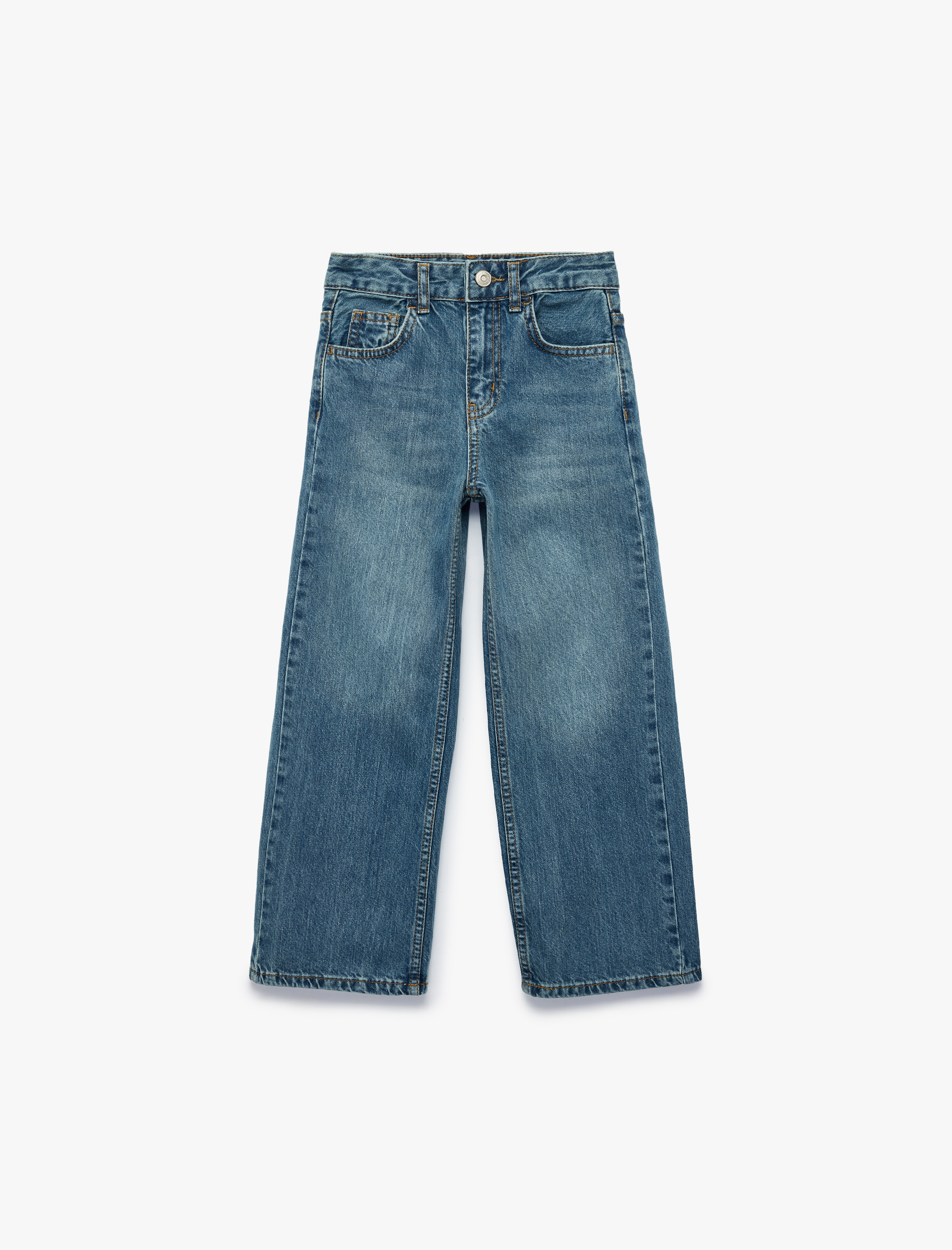  Kız Çocuk Pamuklu Mom Fit Denim Pantolon