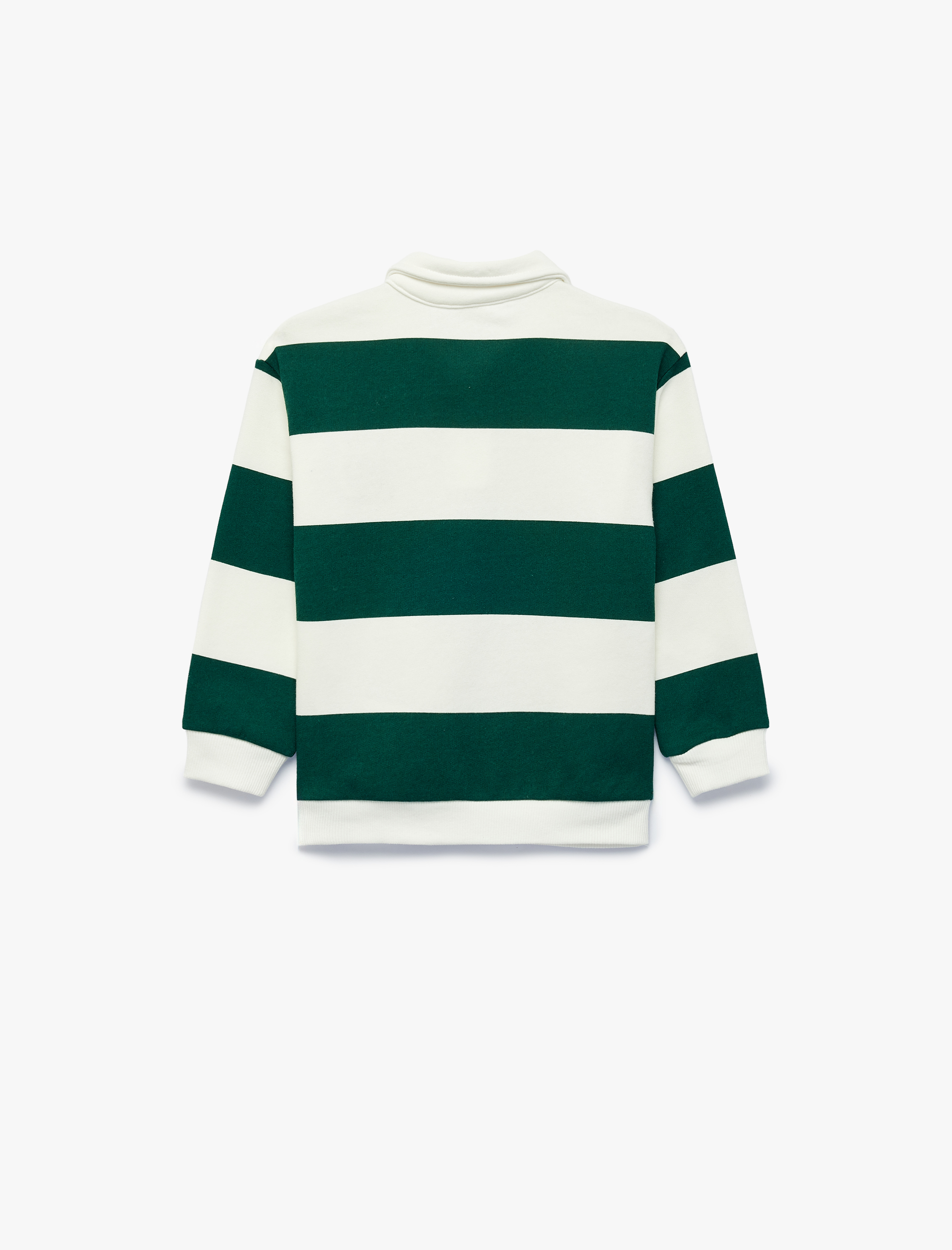  Erkek Bebek İşleme Detaylı Düğmeli Uzun Kollu Oversize Polo Yaka Sweatshirt