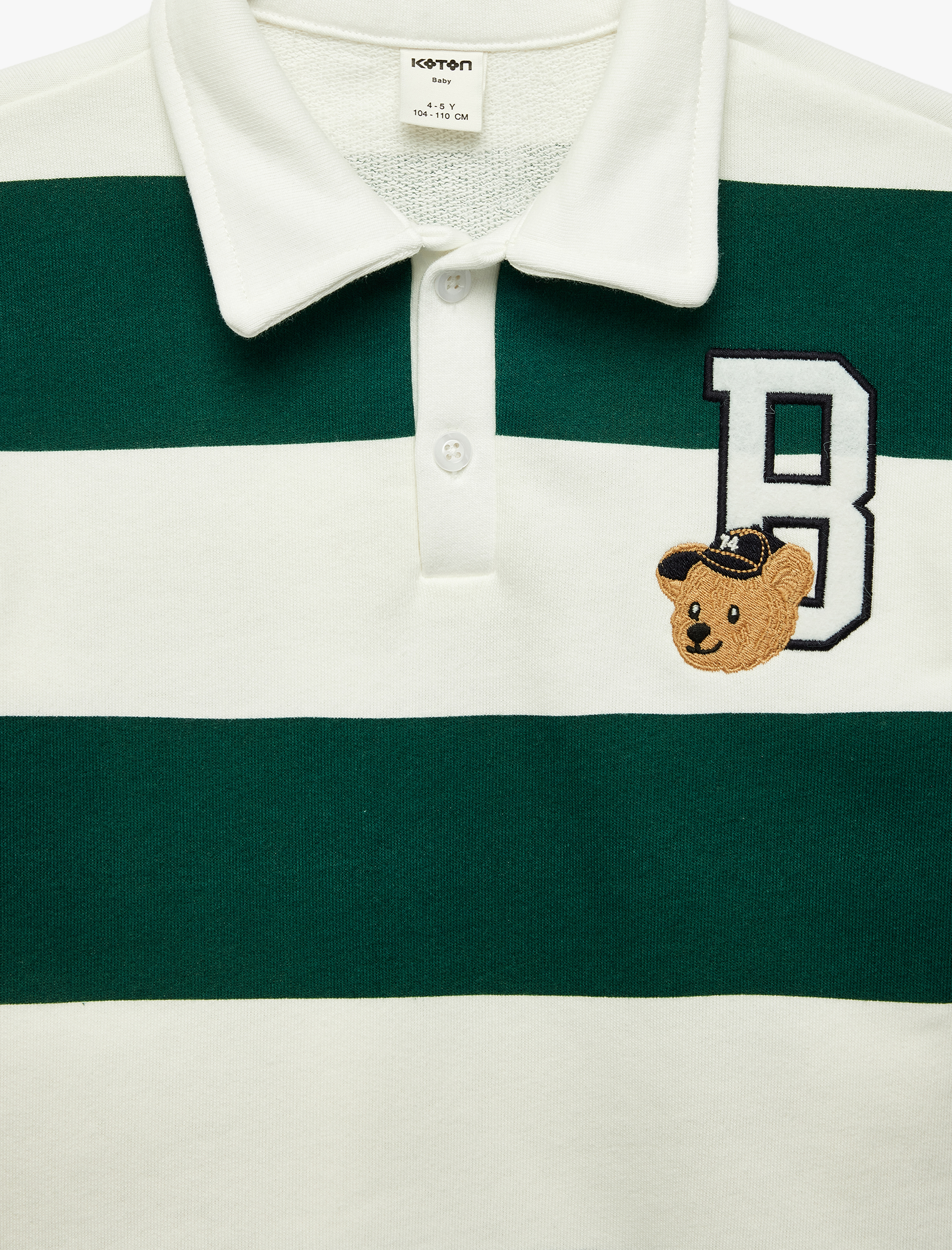  Erkek Bebek İşleme Detaylı Düğmeli Uzun Kollu Oversize Polo Yaka Sweatshirt