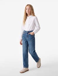 Pamuklu Mom Fit Denim Pantolon