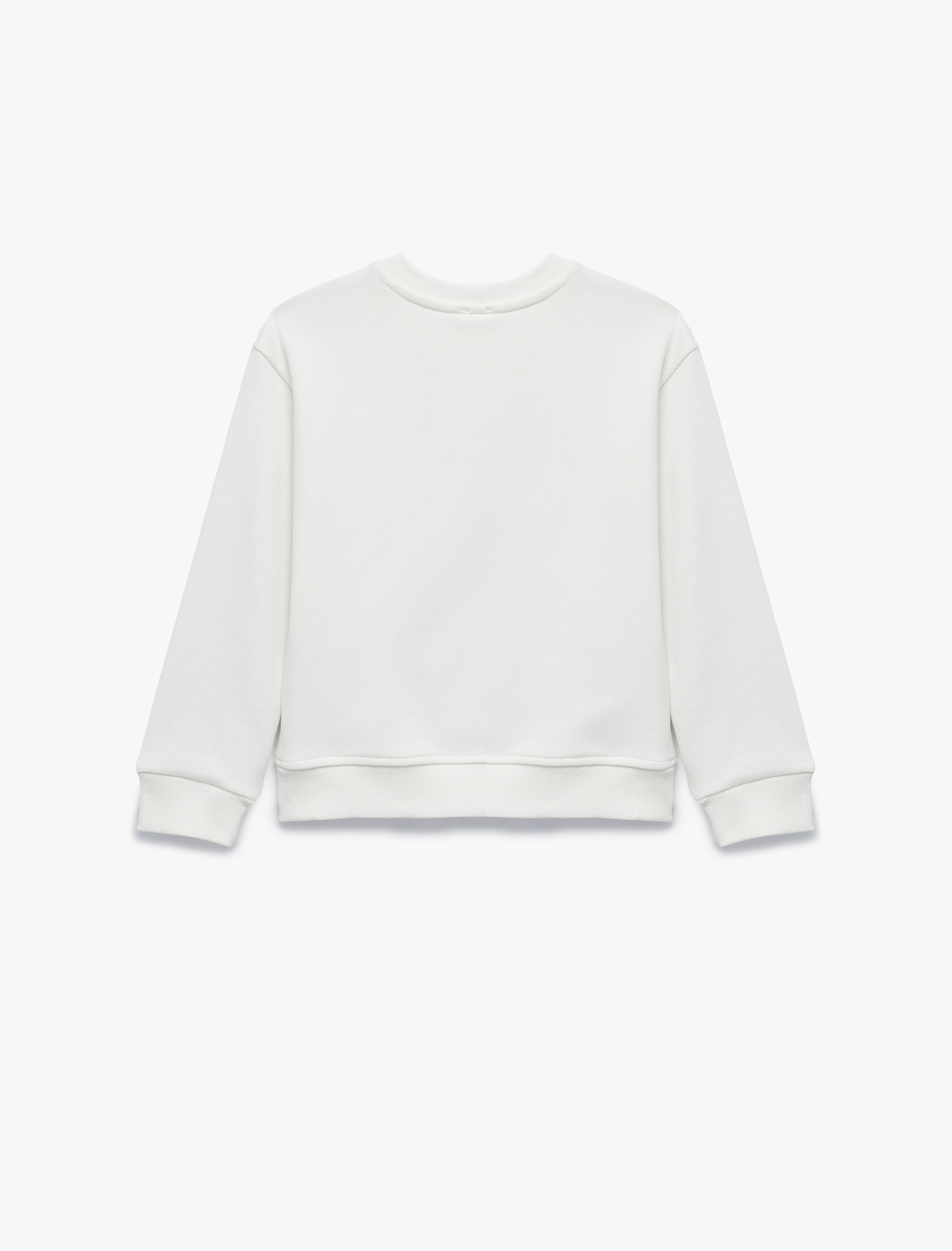  Kız Çocuk Taş Detaylı Uzun Kollu Bisiklet Yaka Fiyonk Baskılı Sweatshirt