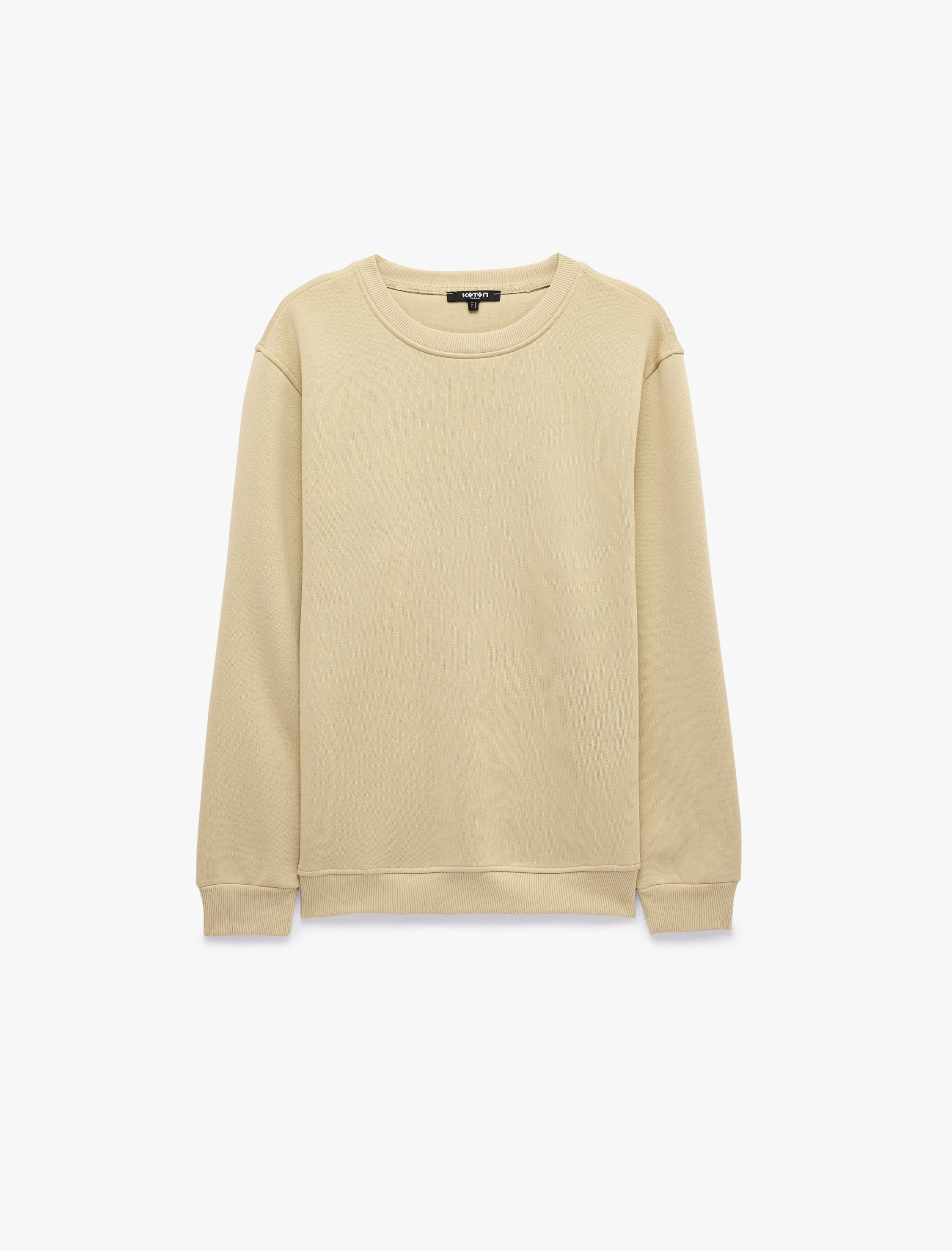   Pamuklu Uzun Kollu Şardonlu Bisiklet Yaka Erkek Basic Sweatshirt