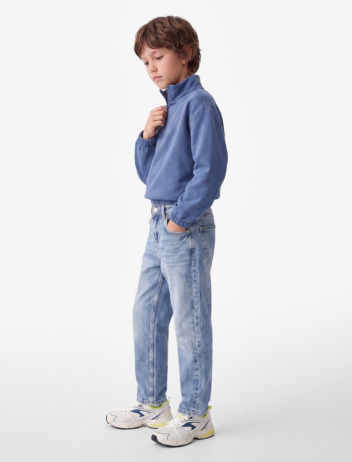 Erkek Çocuk Pamuklu Cepli Rahat Kesim Denim Pantolon