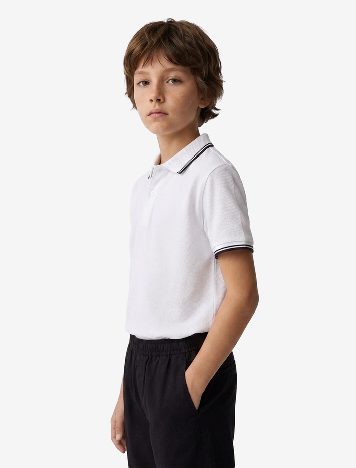 Erkek Çocuk Pamuklu Kısa Kollu Polo Yaka Okul Tişörtü