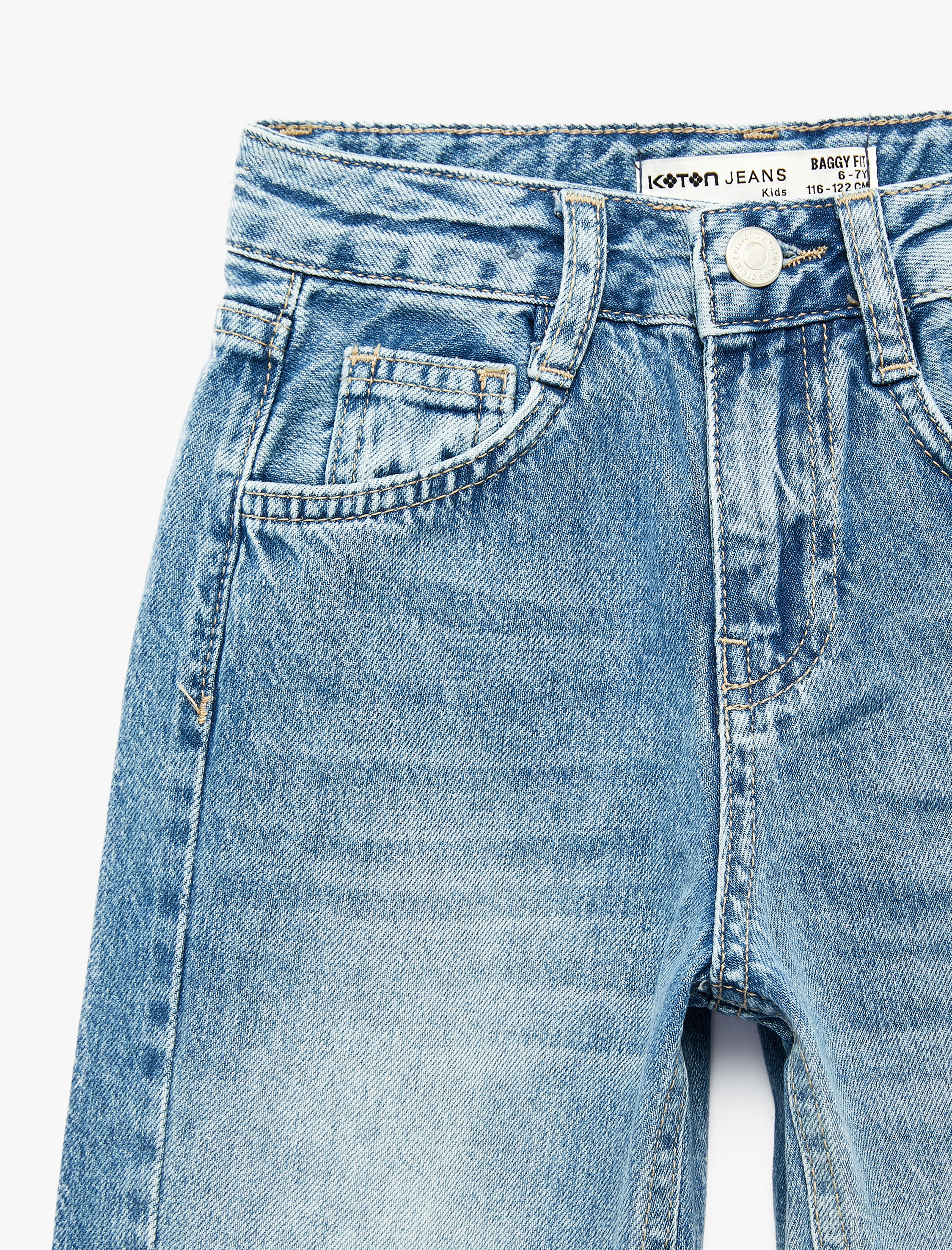  Erkek Çocuk Pamuklu Cepli Rahat Kesim Denim Pantolon
