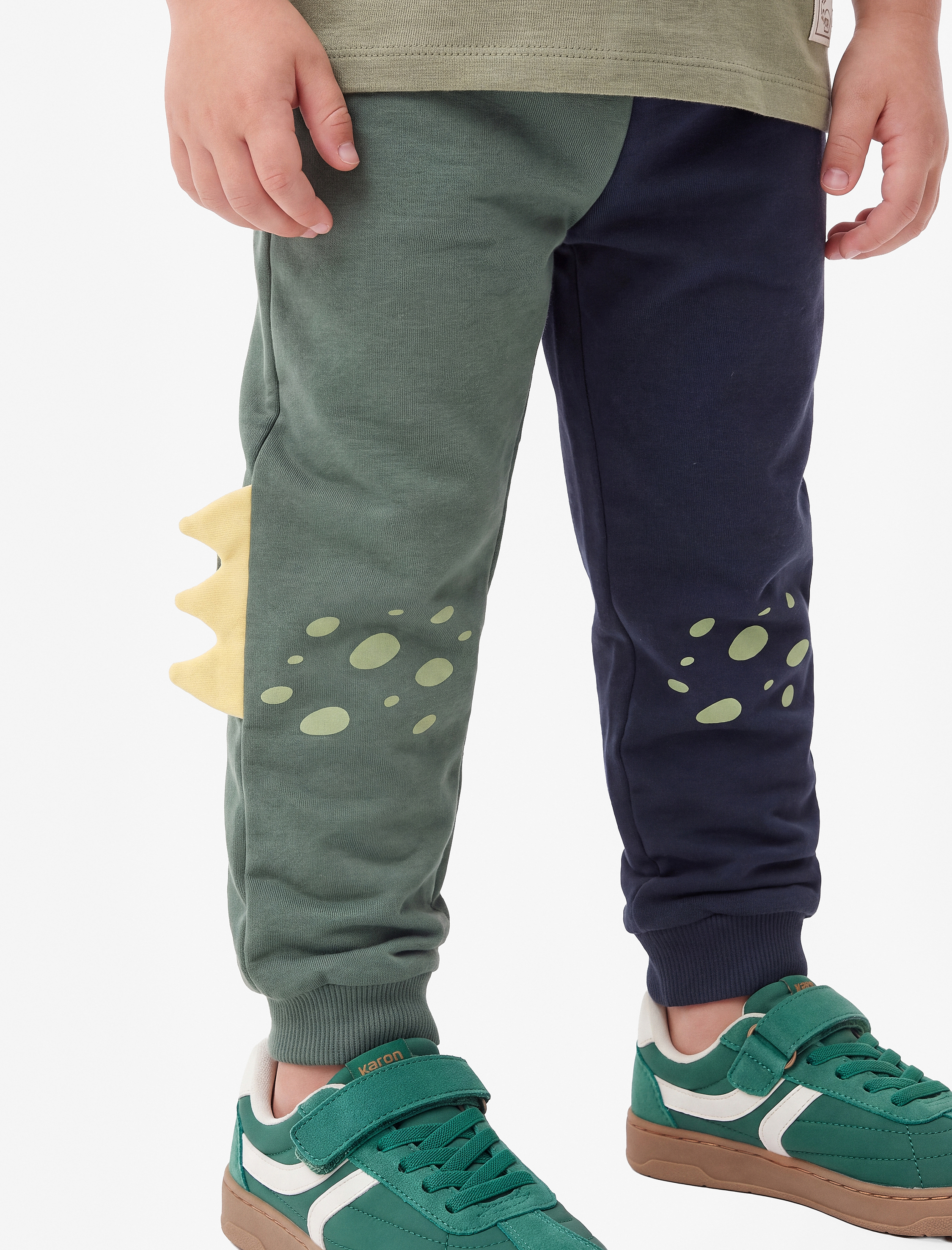  Erkek Bebek Renk Bloklu Pamuklu Beli Bağlamalı Şardonlu Jogger Eşofman Altı