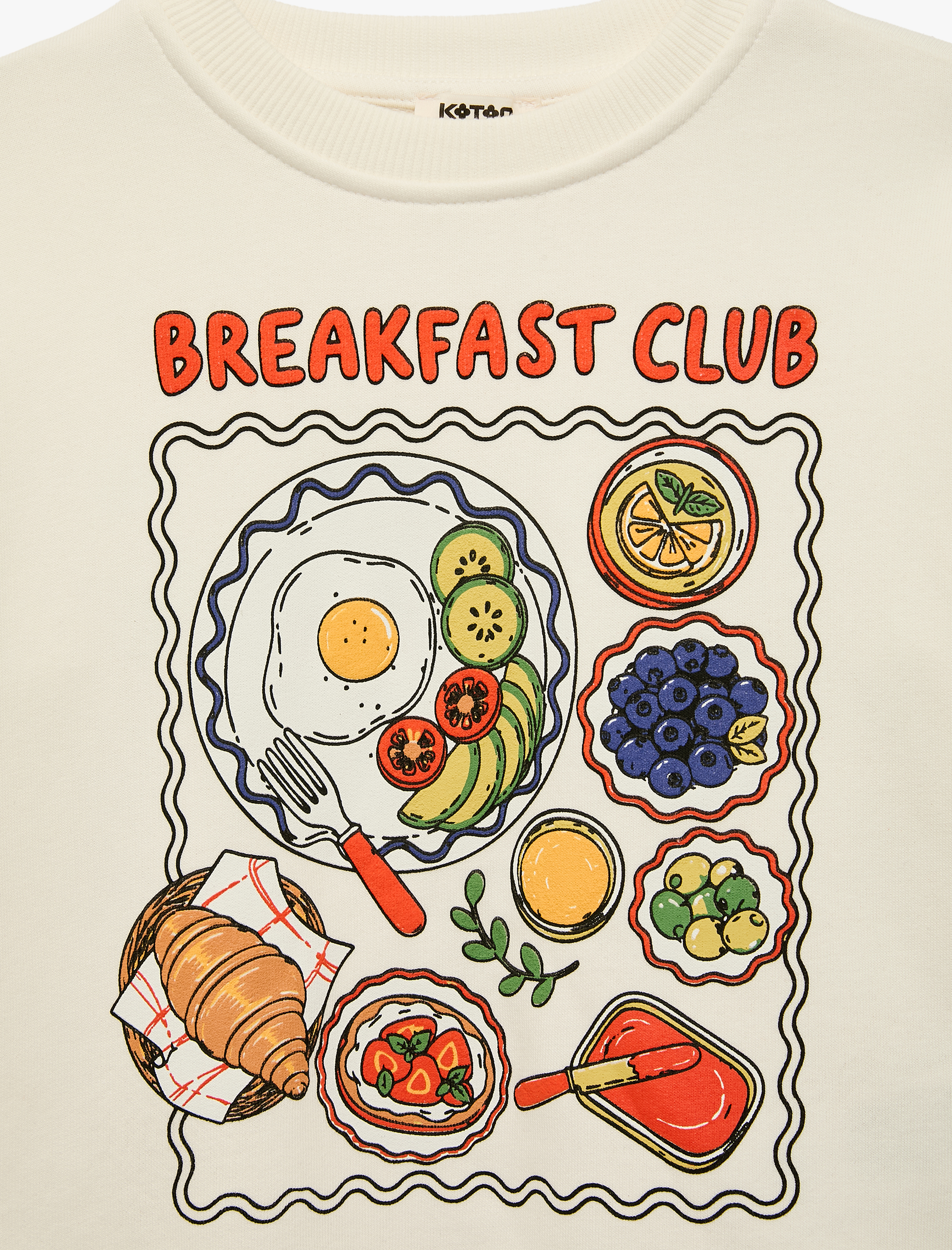  Kız Çocuk Uzun Kollu Bisiklet Yaka Baskılı Sweatshirt
