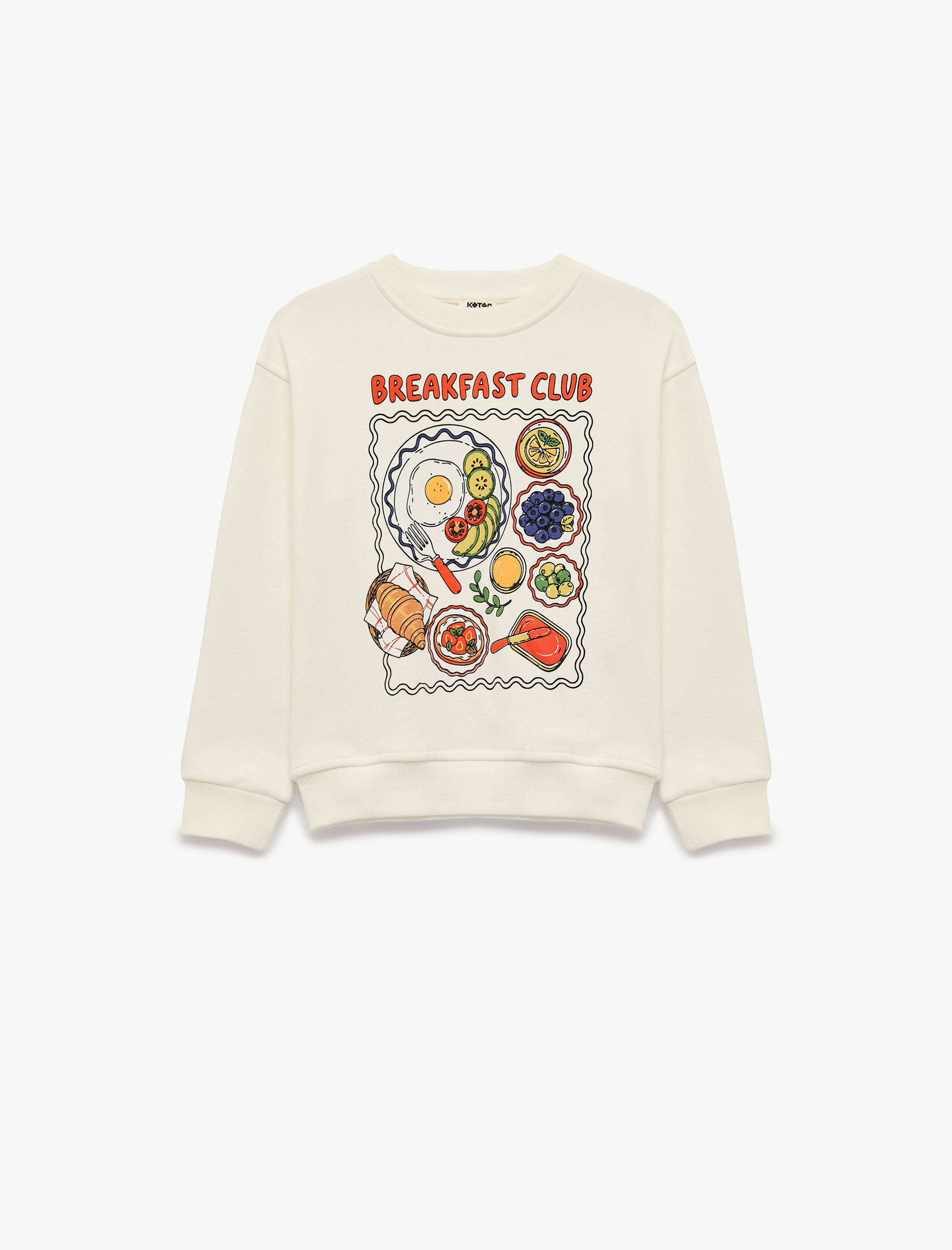  Kız Çocuk Uzun Kollu Bisiklet Yaka Baskılı Sweatshirt